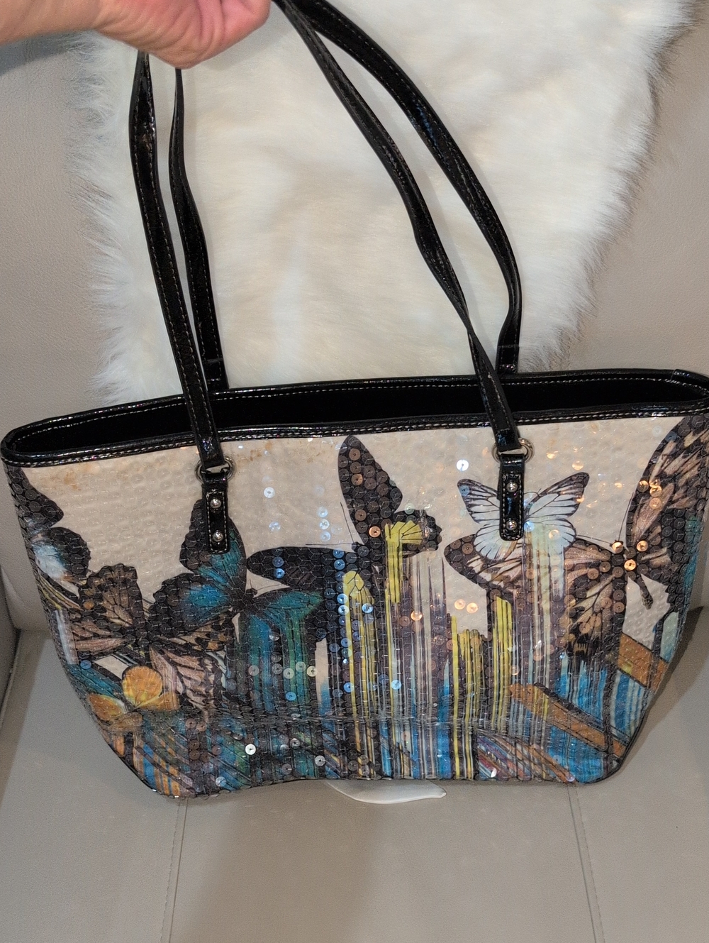 Butterfly Sequin Tote Bag  By Nine West